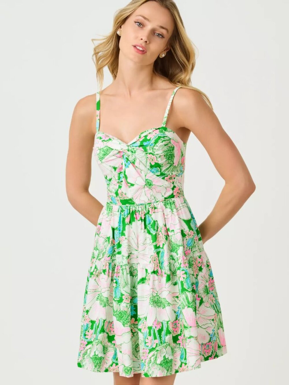NWT Lilly Pulitzer Bennet Stretch Dress,  Putting Green Poppyland, Size4